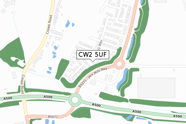 CW2 5UF map - large scale - OS Open Zoomstack (Ordnance Survey)