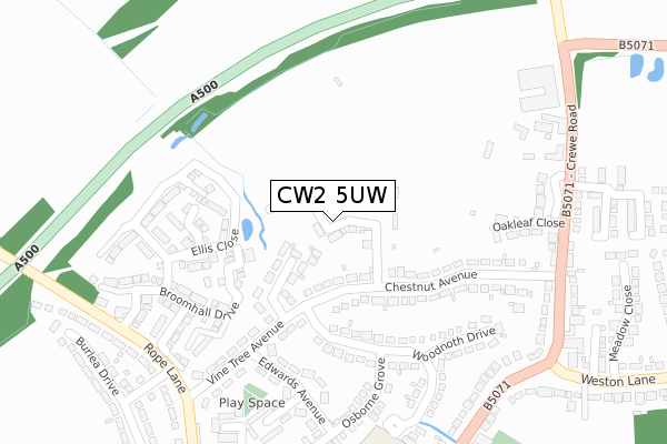 CW2 5UW map - large scale - OS Open Zoomstack (Ordnance Survey)