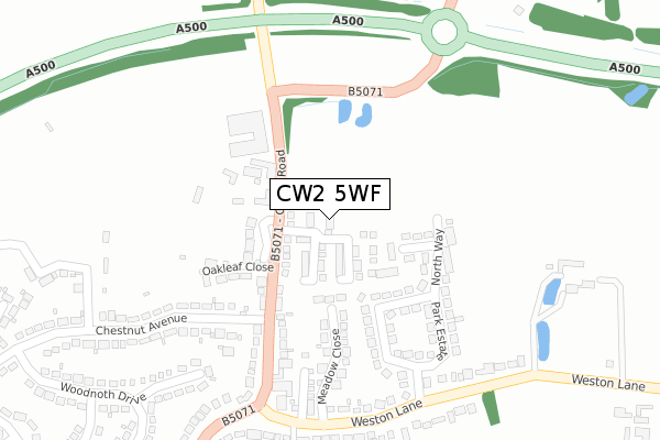 CW2 5WF map - large scale - OS Open Zoomstack (Ordnance Survey)