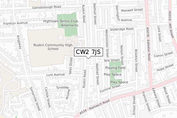 CW2 7JS map - large scale - OS Open Zoomstack (Ordnance Survey)