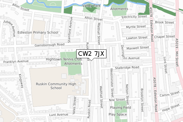 CW2 7JX map - large scale - OS Open Zoomstack (Ordnance Survey)