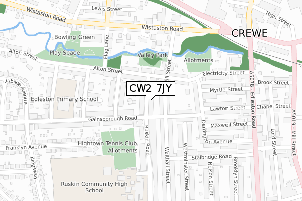 CW2 7JY map - large scale - OS Open Zoomstack (Ordnance Survey)