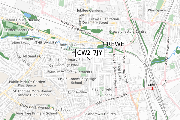 CW2 7JY map - small scale - OS Open Zoomstack (Ordnance Survey)