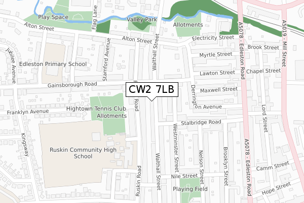 CW2 7LB map - large scale - OS Open Zoomstack (Ordnance Survey)