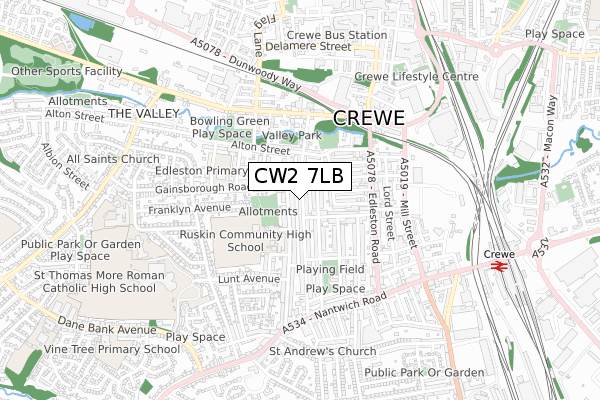 CW2 7LB map - small scale - OS Open Zoomstack (Ordnance Survey)