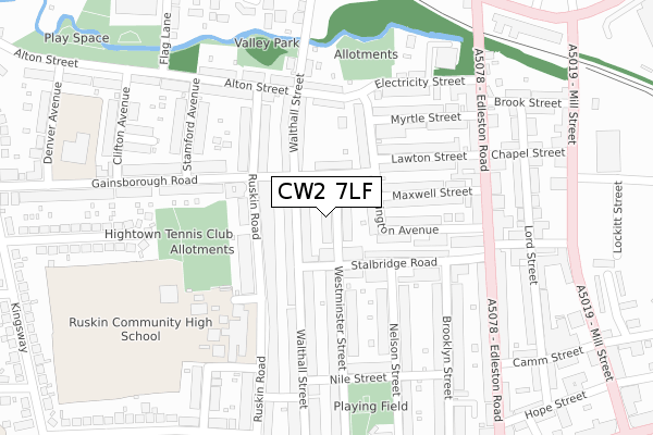 CW2 7LF map - large scale - OS Open Zoomstack (Ordnance Survey)