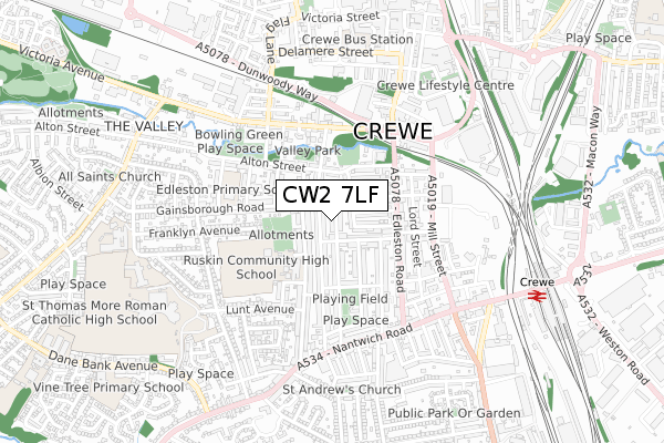 CW2 7LF map - small scale - OS Open Zoomstack (Ordnance Survey)