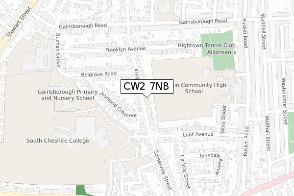 CW2 7NB map - large scale - OS Open Zoomstack (Ordnance Survey)