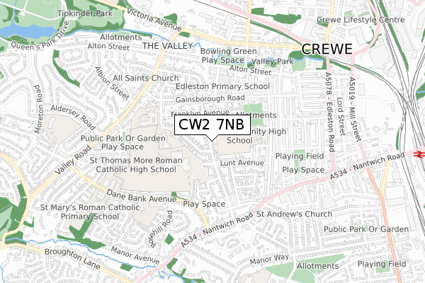 CW2 7NB map - small scale - OS Open Zoomstack (Ordnance Survey)