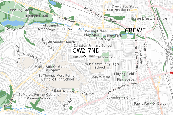 CW2 7ND map - small scale - OS Open Zoomstack (Ordnance Survey)