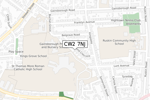 CW2 7NJ map - large scale - OS Open Zoomstack (Ordnance Survey)