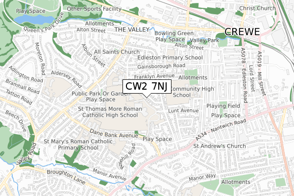 CW2 7NJ map - small scale - OS Open Zoomstack (Ordnance Survey)