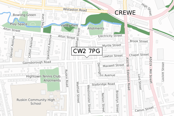 CW2 7PG map - large scale - OS Open Zoomstack (Ordnance Survey)