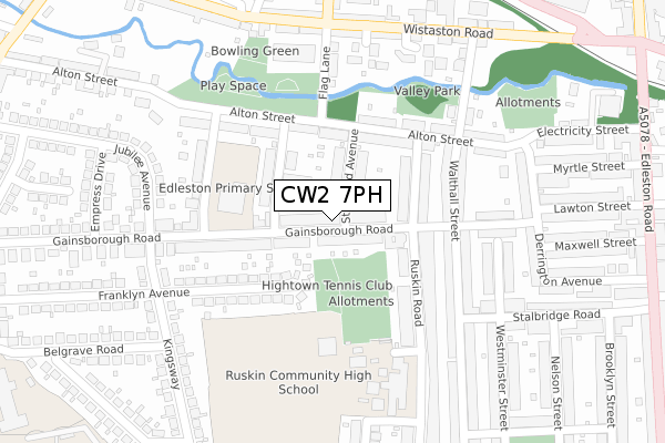 CW2 7PH map - large scale - OS Open Zoomstack (Ordnance Survey)