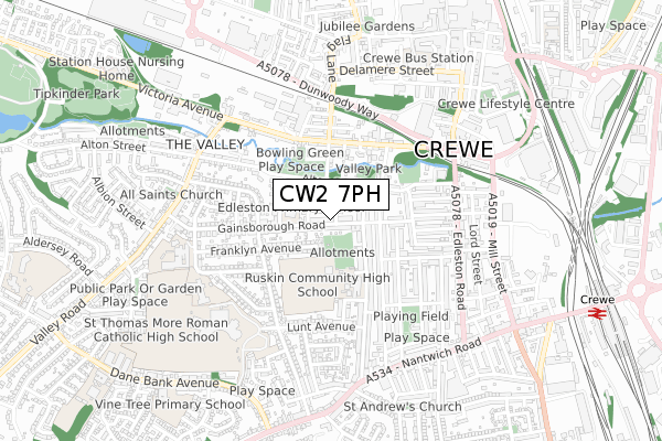 CW2 7PH map - small scale - OS Open Zoomstack (Ordnance Survey)