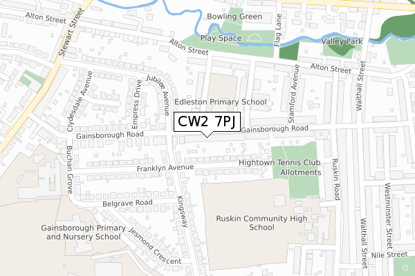 CW2 7PJ map - large scale - OS Open Zoomstack (Ordnance Survey)