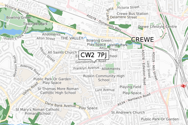 CW2 7PJ map - small scale - OS Open Zoomstack (Ordnance Survey)