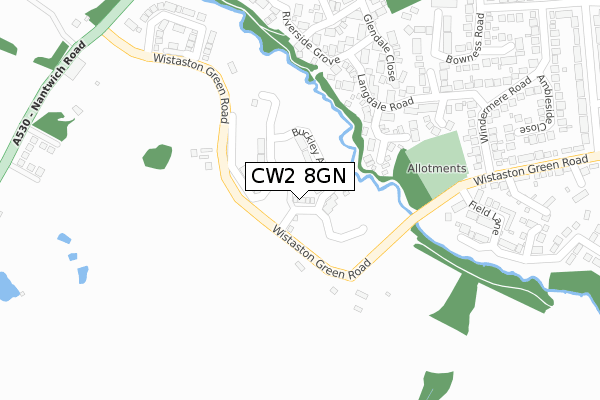 CW2 8GN map - large scale - OS Open Zoomstack (Ordnance Survey)