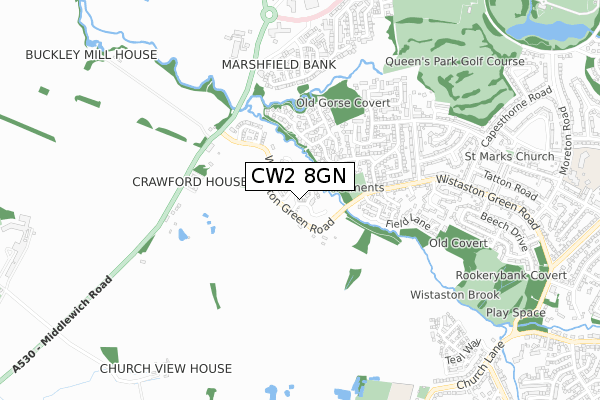 CW2 8GN map - small scale - OS Open Zoomstack (Ordnance Survey)