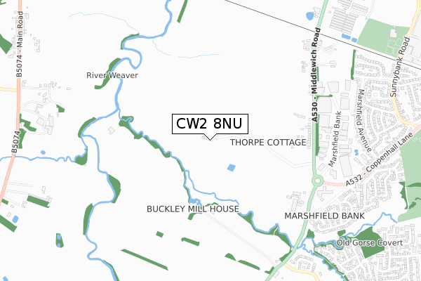 CW2 8NU map - small scale - OS Open Zoomstack (Ordnance Survey)