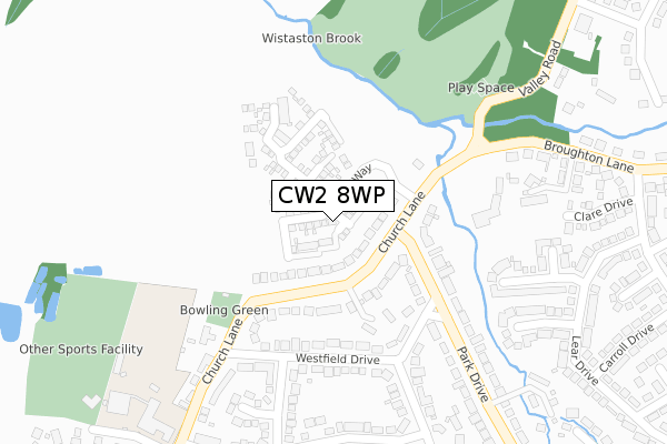 CW2 8WP map - large scale - OS Open Zoomstack (Ordnance Survey)