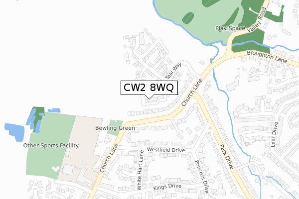 CW2 8WQ map - large scale - OS Open Zoomstack (Ordnance Survey)