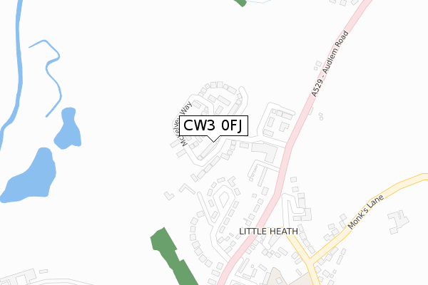 CW3 0FJ map - large scale - OS Open Zoomstack (Ordnance Survey)