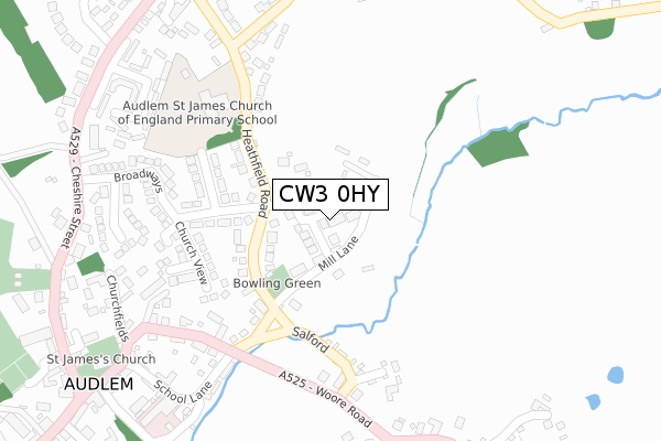 CW3 0HY map - large scale - OS Open Zoomstack (Ordnance Survey)