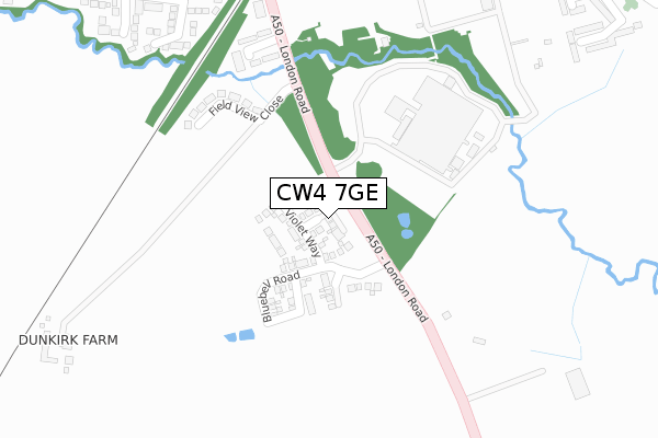 CW4 7GE map - large scale - OS Open Zoomstack (Ordnance Survey)