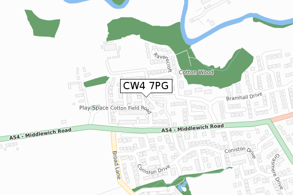 CW4 7PG map - large scale - OS Open Zoomstack (Ordnance Survey)