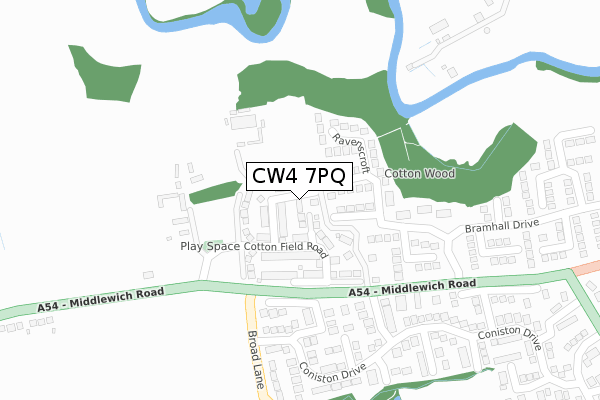 CW4 7PQ map - large scale - OS Open Zoomstack (Ordnance Survey)