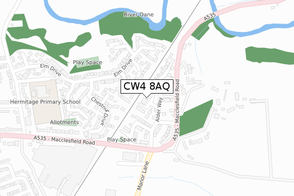 CW4 8AQ map - large scale - OS Open Zoomstack (Ordnance Survey)