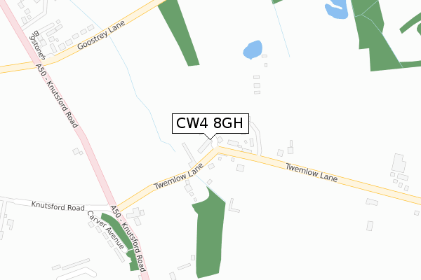 CW4 8GH map - large scale - OS Open Zoomstack (Ordnance Survey)