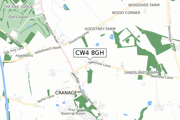 CW4 8GH map - small scale - OS Open Zoomstack (Ordnance Survey)