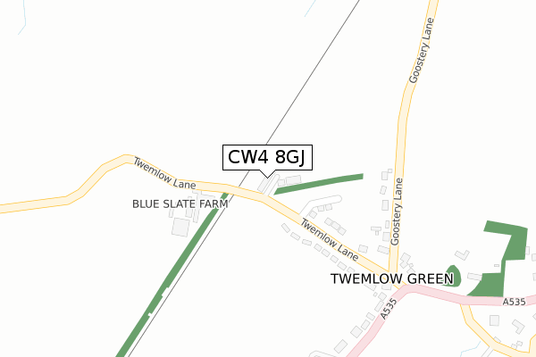 CW4 8GJ map - large scale - OS Open Zoomstack (Ordnance Survey)