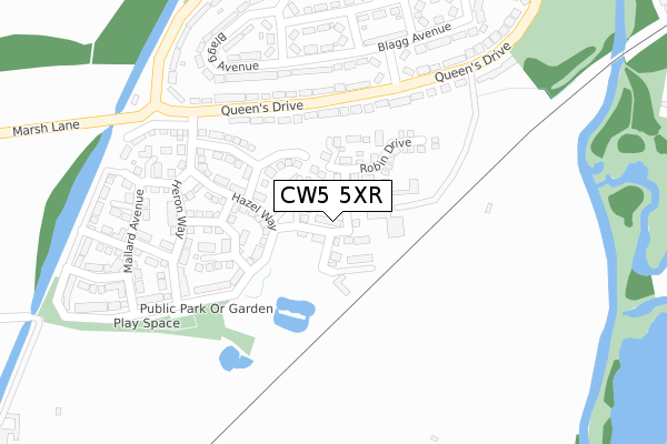 CW5 5XR map - large scale - OS Open Zoomstack (Ordnance Survey)