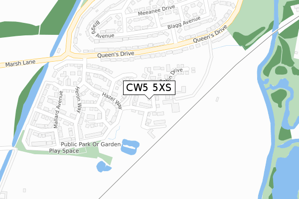 CW5 5XS map - large scale - OS Open Zoomstack (Ordnance Survey)