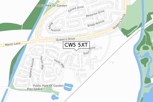 CW5 5XT map - large scale - OS Open Zoomstack (Ordnance Survey)