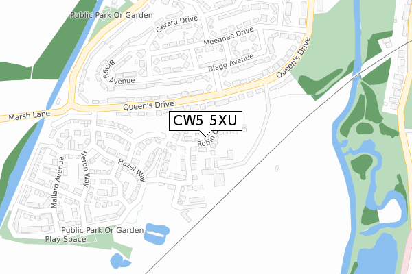 CW5 5XU map - large scale - OS Open Zoomstack (Ordnance Survey)