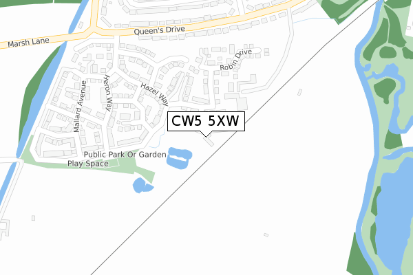 CW5 5XW map - large scale - OS Open Zoomstack (Ordnance Survey)