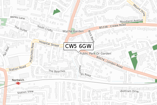 CW5 6GW map - large scale - OS Open Zoomstack (Ordnance Survey)