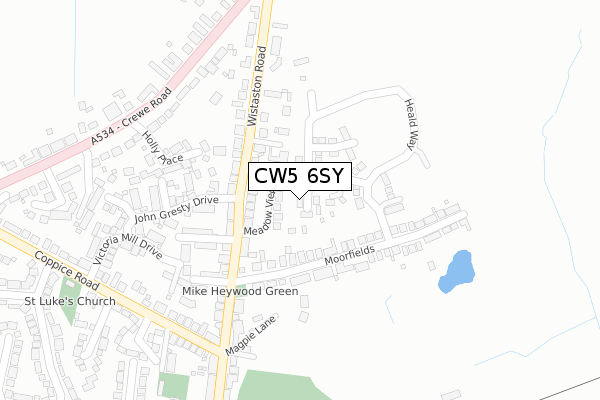 CW5 6SY map - large scale - OS Open Zoomstack (Ordnance Survey)