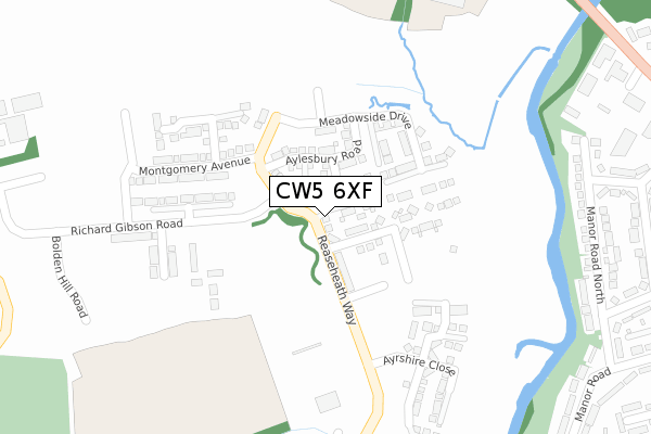 CW5 6XF map - large scale - OS Open Zoomstack (Ordnance Survey)