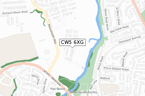 CW5 6XG map - large scale - OS Open Zoomstack (Ordnance Survey)