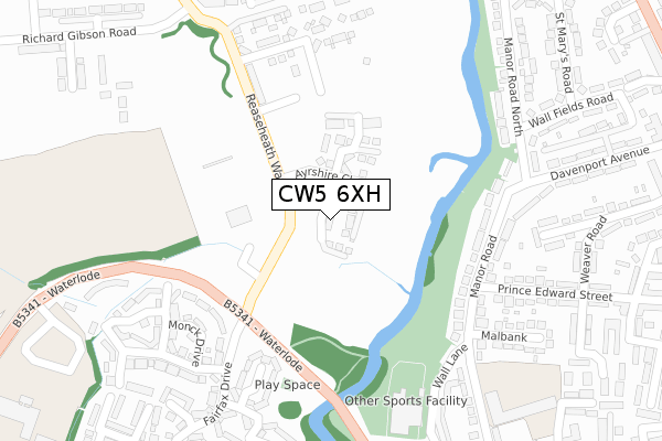 CW5 6XH map - large scale - OS Open Zoomstack (Ordnance Survey)