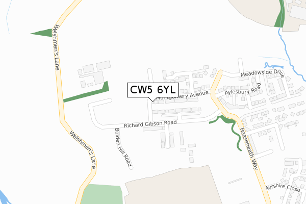 CW5 6YL map - large scale - OS Open Zoomstack (Ordnance Survey)