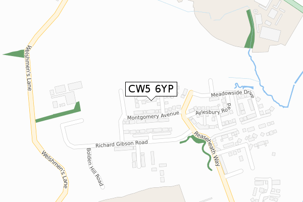 CW5 6YP map - large scale - OS Open Zoomstack (Ordnance Survey)