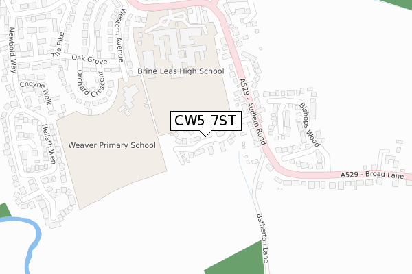 CW5 7ST map - large scale - OS Open Zoomstack (Ordnance Survey)