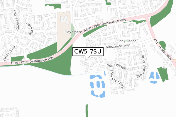 CW5 7SU map - large scale - OS Open Zoomstack (Ordnance Survey)