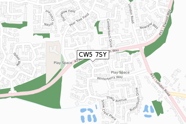 CW5 7SY map - large scale - OS Open Zoomstack (Ordnance Survey)